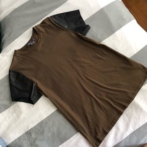 Vince leather sleeve tee